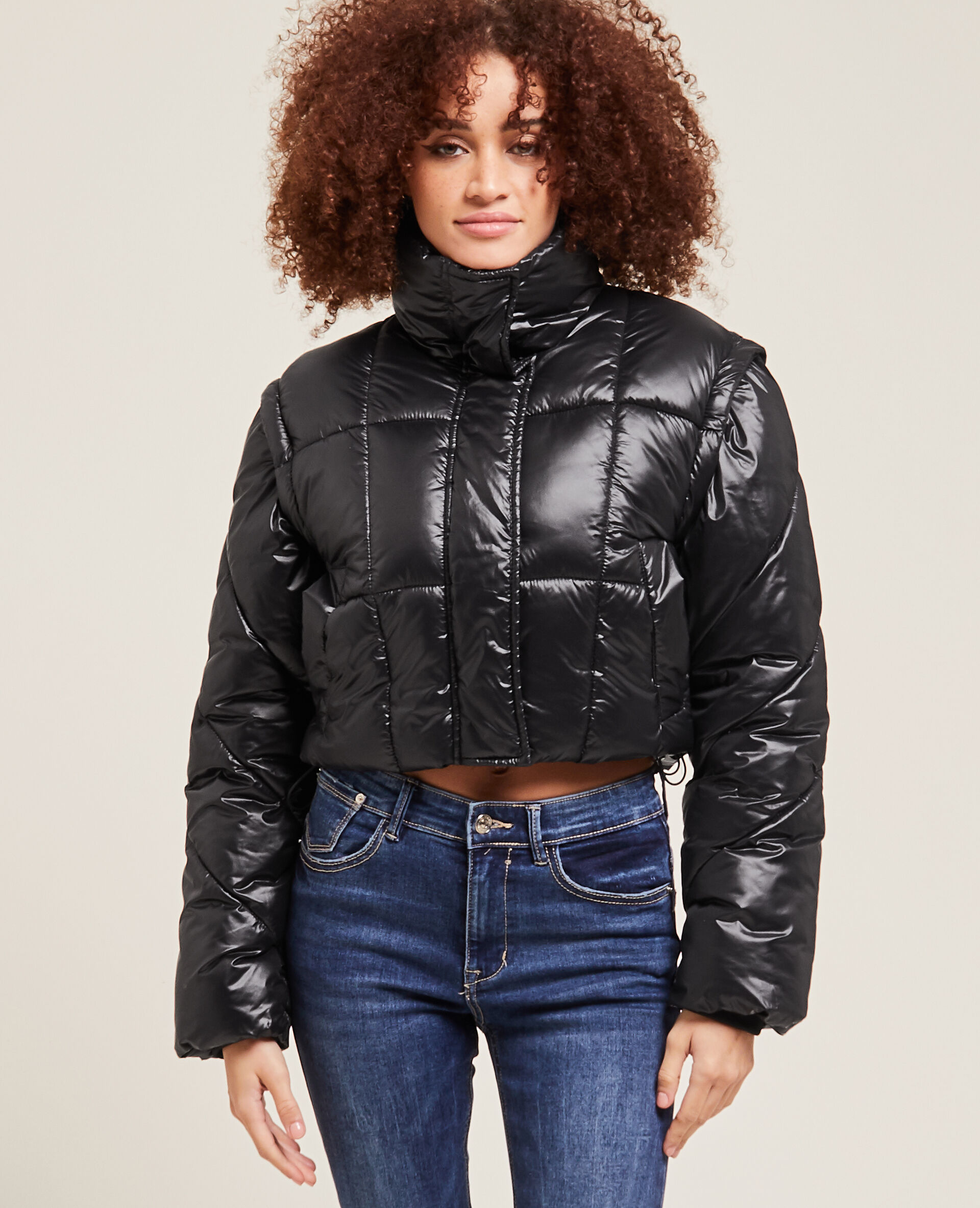 Doudoune courte manches amovibles - Noir