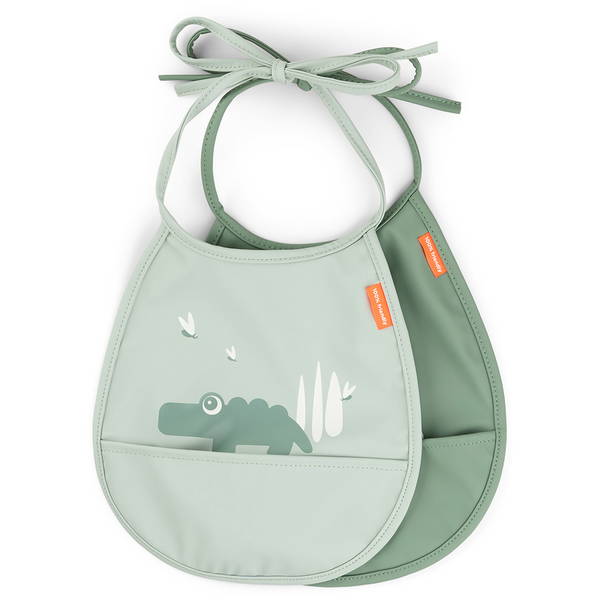 Done by DeerDone by Deer   Mini Lätzchen mit Auffangschale 2er Pack croco green