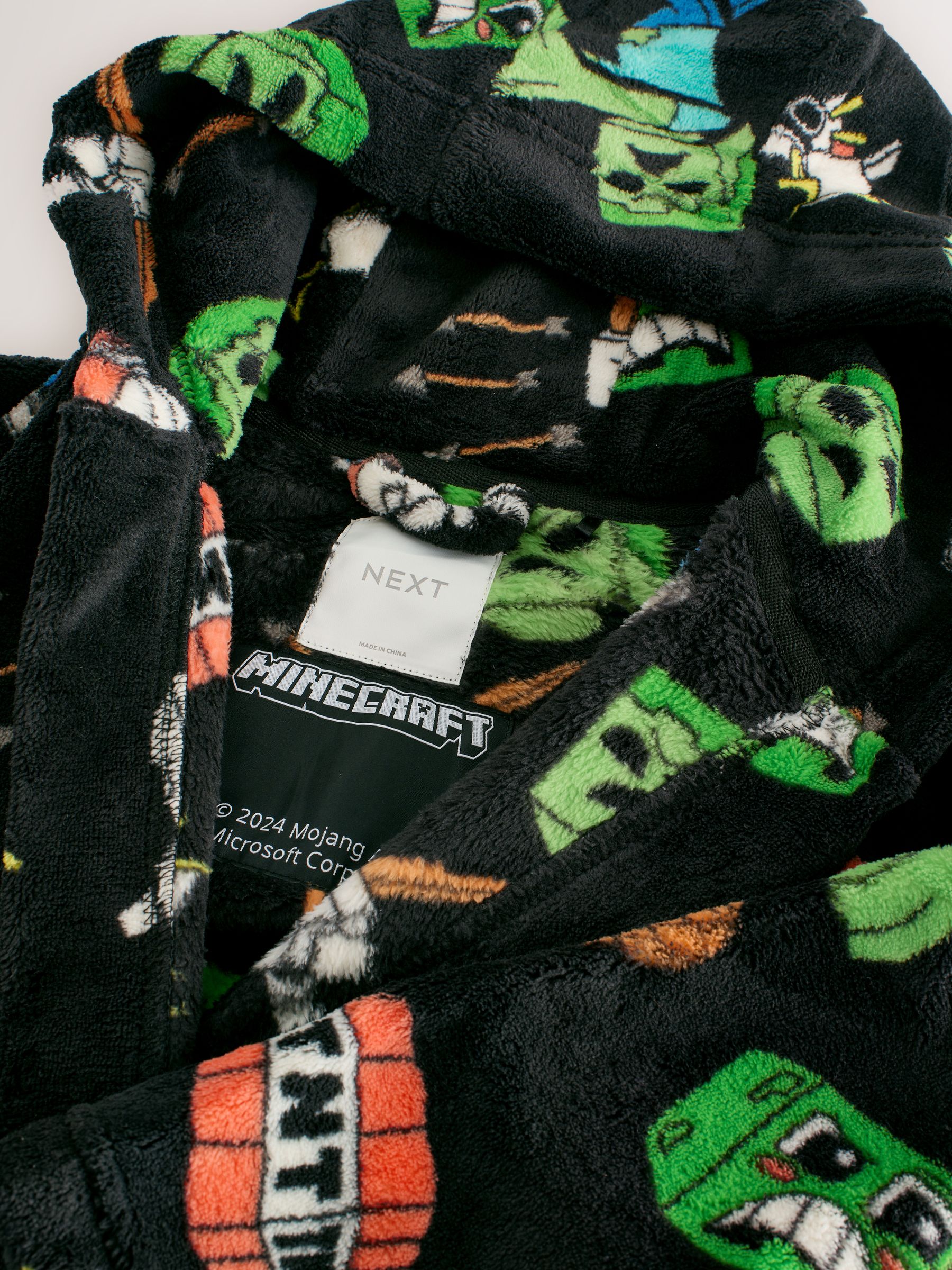 Zwart Minecraft - Fleece badjas (5-16jr)