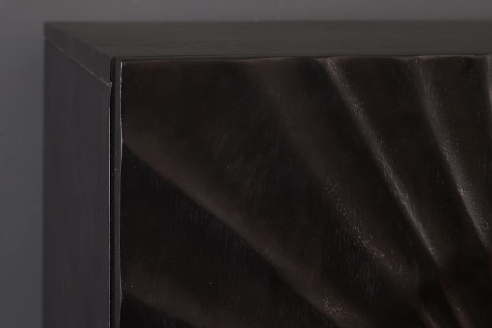 Massives Highboard SCORPION 120cm schwarz Mangoholz aufwendige 3D Schnitzereien
