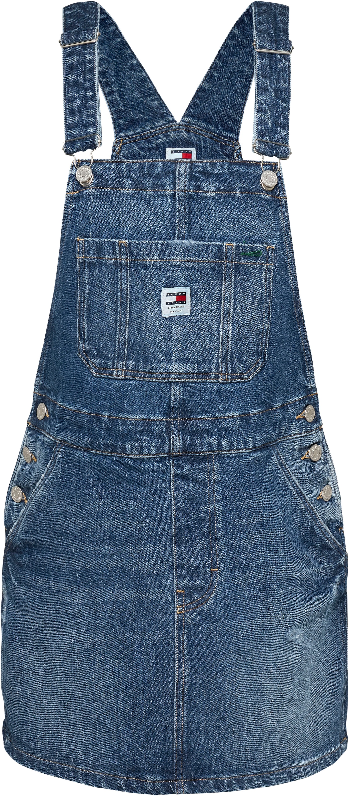 Tommy Jeans Latzkleid »DUNGAREE DENIM DRESS CH6138« Brusttasche | Eingrifftaschen | Gesässtaschen | Münztasche mit Tommy Jeans Flagge