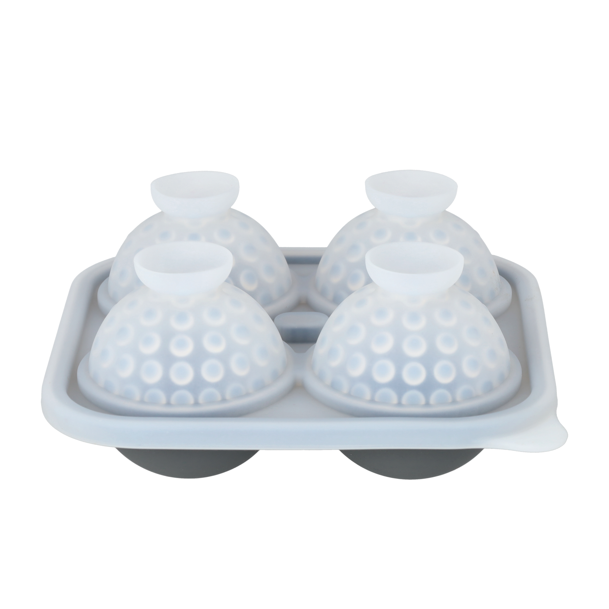 (4-fach) 3D Silikon Eiswürfel Form DIY Ice Cube Tray mit Deckel für Cocktails / Whisky / Softgetränke - Golfball