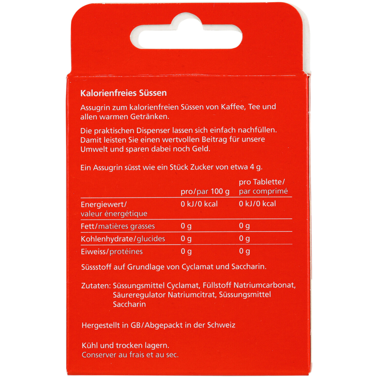 Assugrin Classic Süssstoff Nachfüllpackung 600 Stück