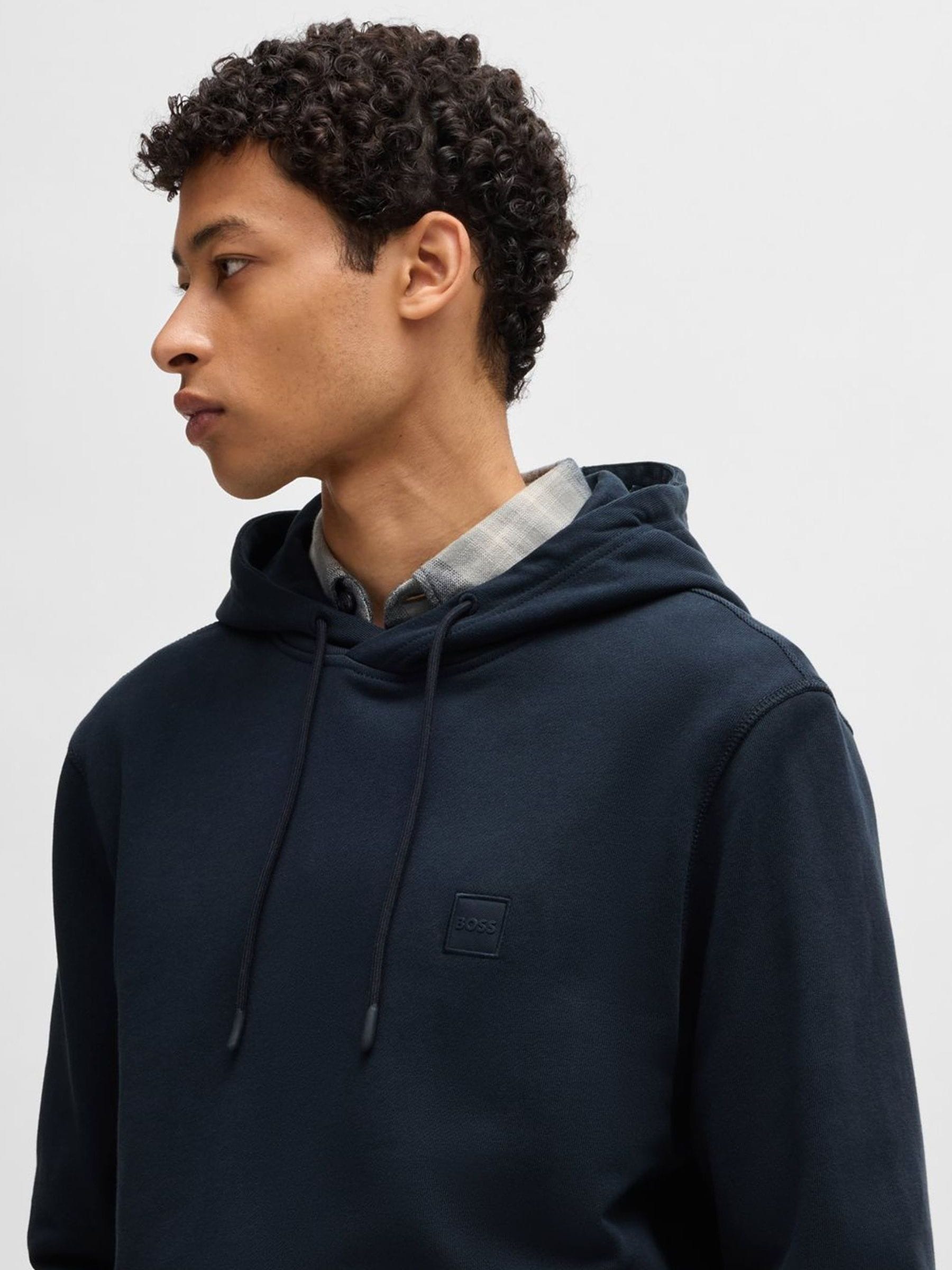 Marineblauw - BOSS Regular-Fit Wetalk Hoodie met Logo
