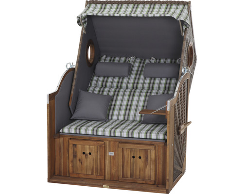 deVries Trend 45 strandstoel, stof 749, hout, 120 x 80 x 160 cm, groen