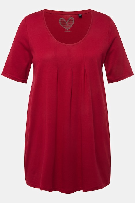 T-Shirt, Zierfalten, A-Linie, Rundhals, Halbarm, Modal