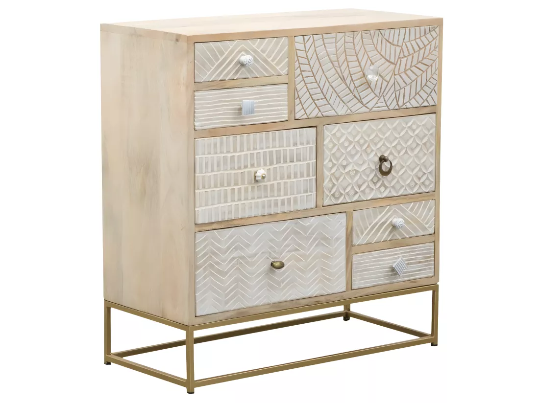 Commode en bois de manguier et métal Vic