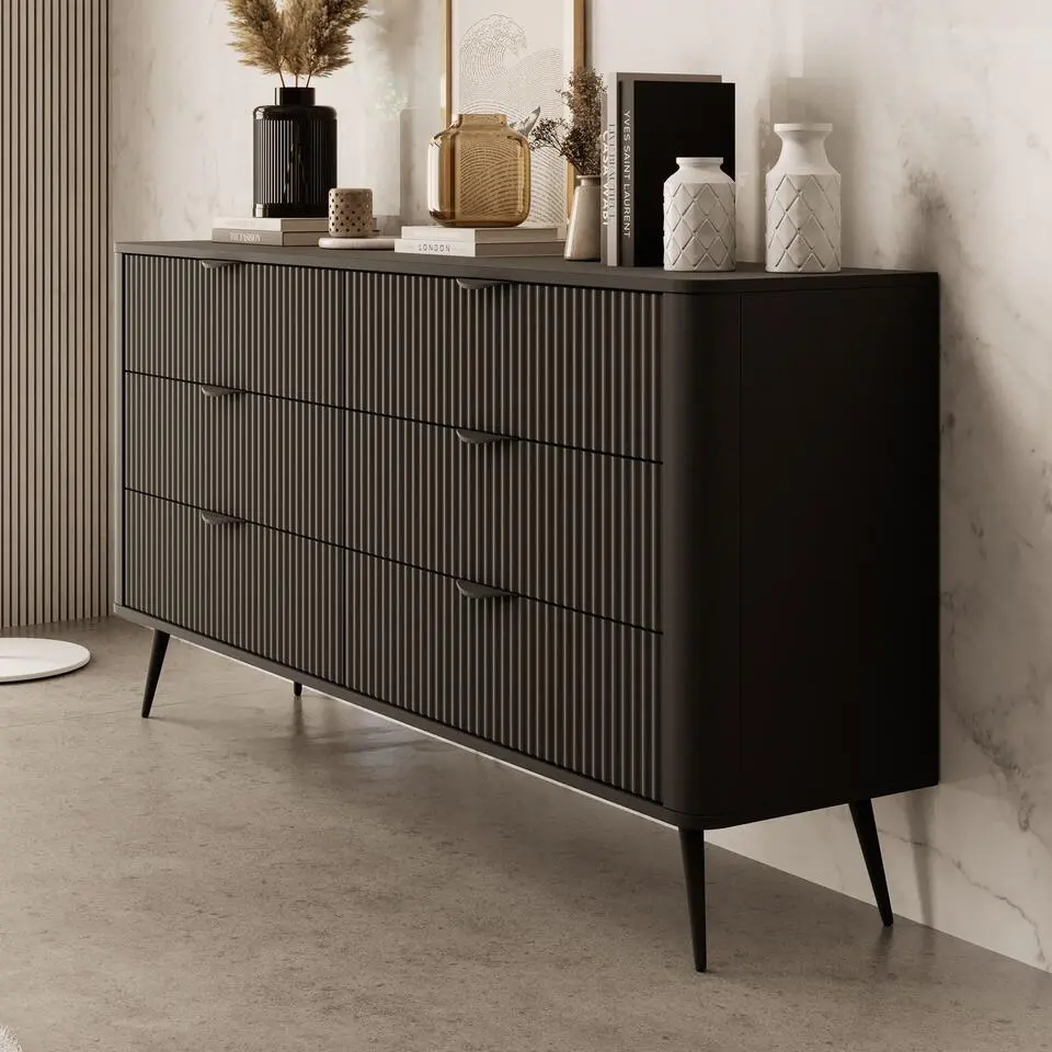 Meubella - Ladekast Lima - Zwart - 163 cm