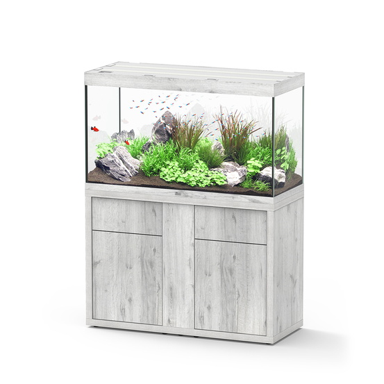 Aquarium et Meuble 2 portes Sublime Led 2.0 Chêne Blanc L.120x P.50cm