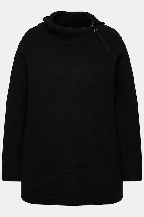 Pullover, Stehkragen, Zipper, Taschen, Raglan-Langarm