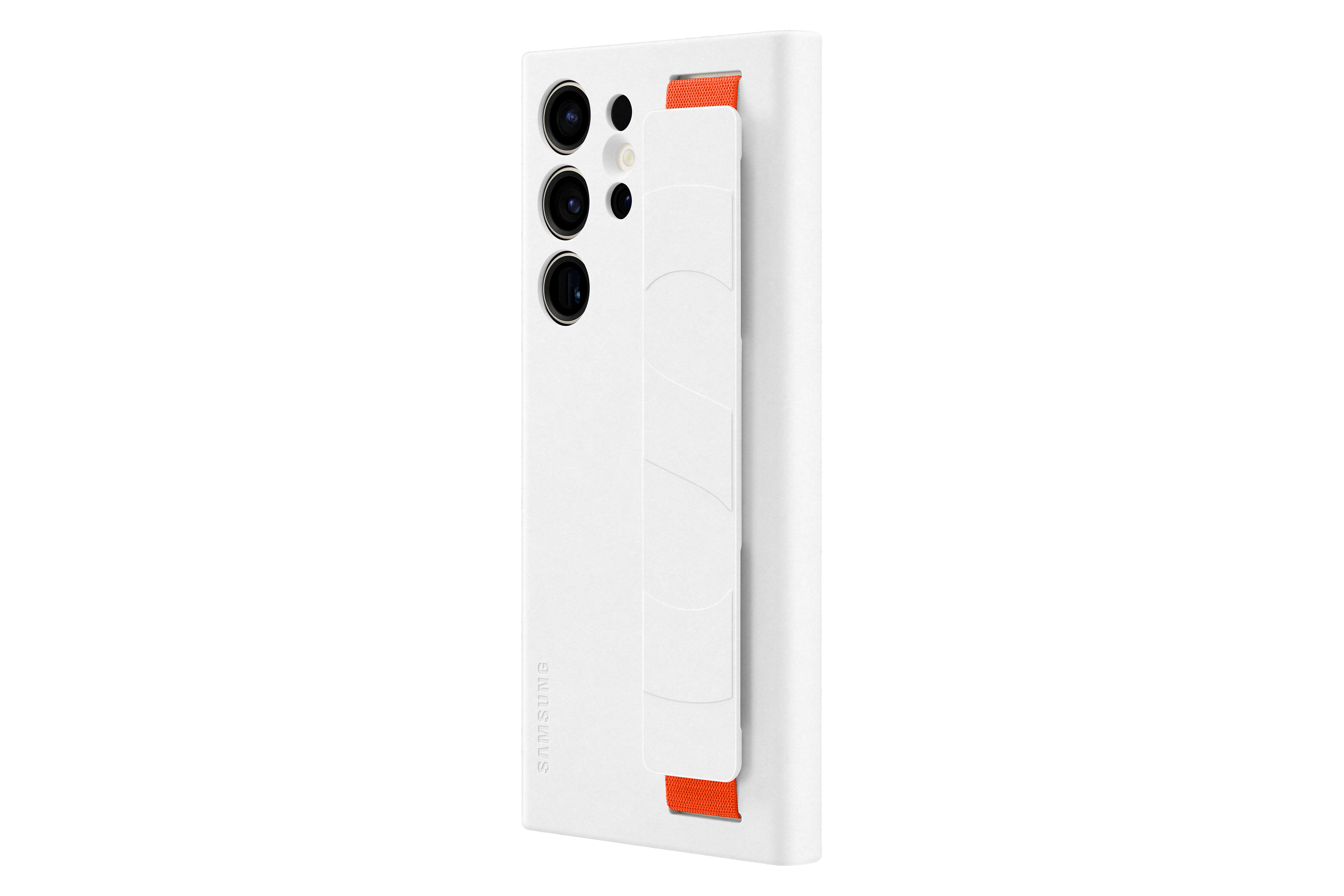 Galaxy S23 Ultra 5G Silikon Grip Cover Hülle (EF-GS918TWEGWW) - Weiss / Orange