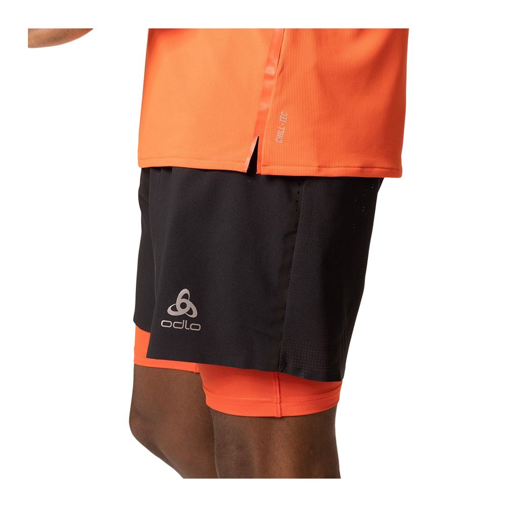 Odlo X-ALP TRAIL 6 INCH 2IN1 - Short Homme black/firelight