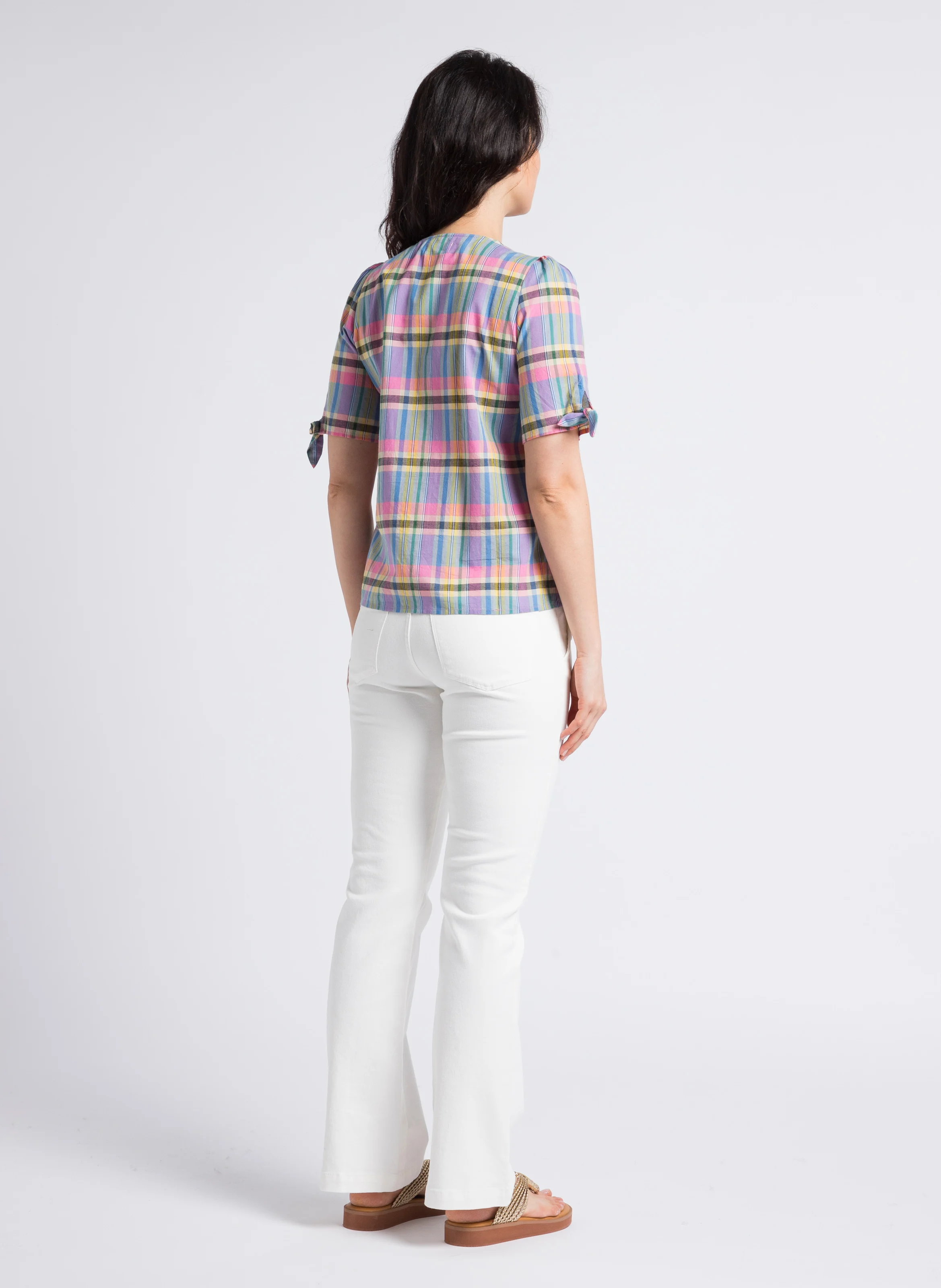 Jean flare avec ourlets en coton | Blanc