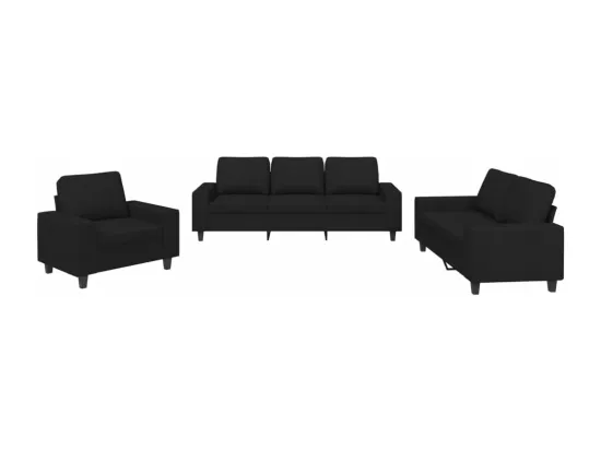 Ensemble de canapés 3 pcs noir tissu