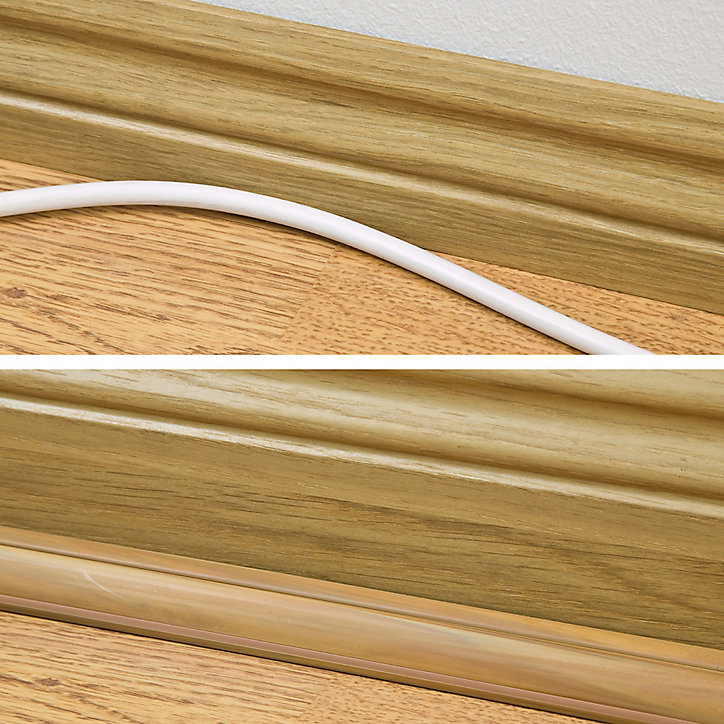 Goulotte décorative quart de cercle effet chêne auto-adhésive D-Line 22x22mm, 2m