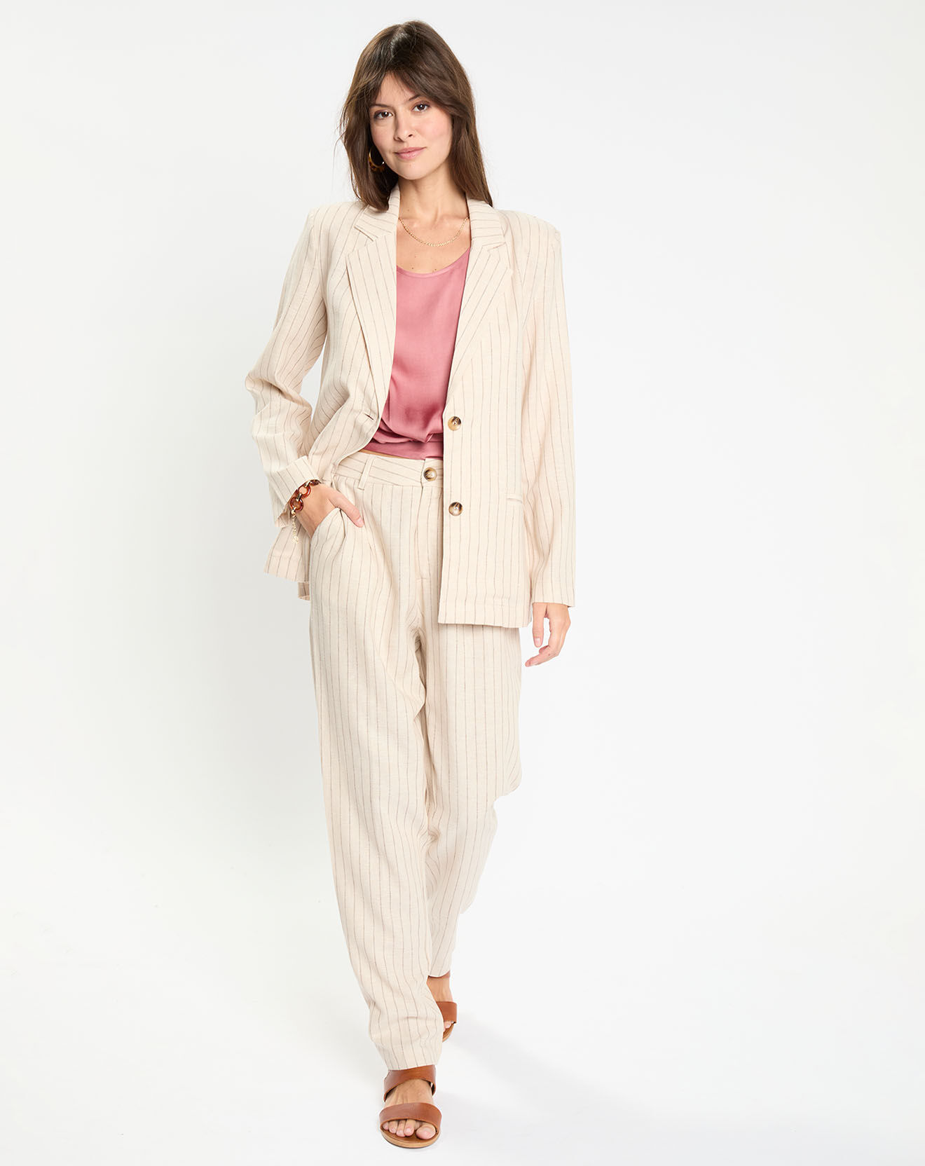 Lauren Vidal Veste en Lin mélangé Lima crème
