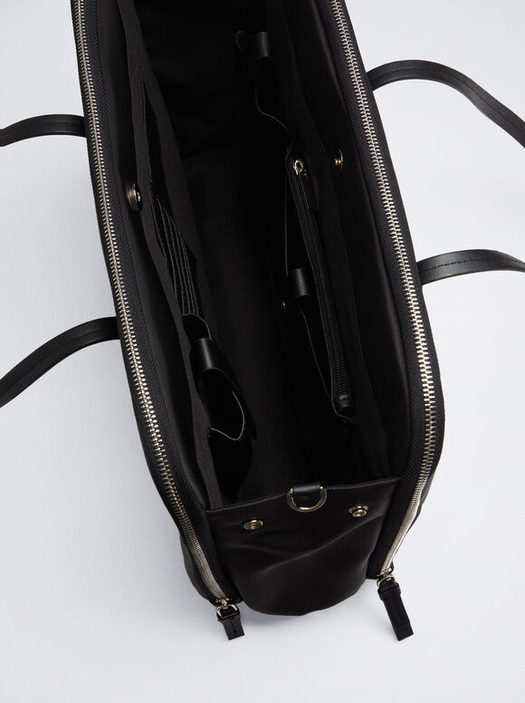 Pasta para laptop de 15 polegadas com efeito de nylon - Preta