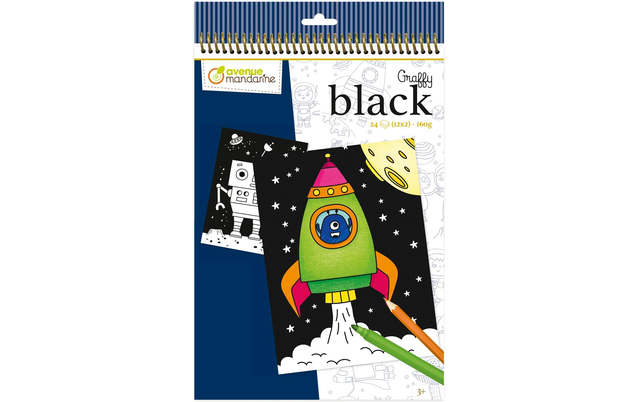 Zeichenblock Graffy Black WeltraumMalbuch für Kinder