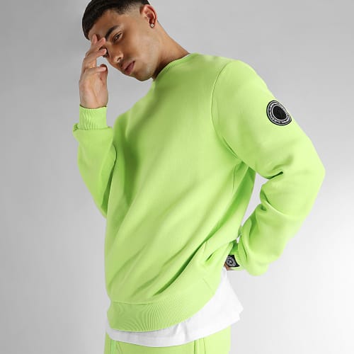 Ensemble Sweat Crewneck Et Short Jogging 1110 1103 Vert Lime