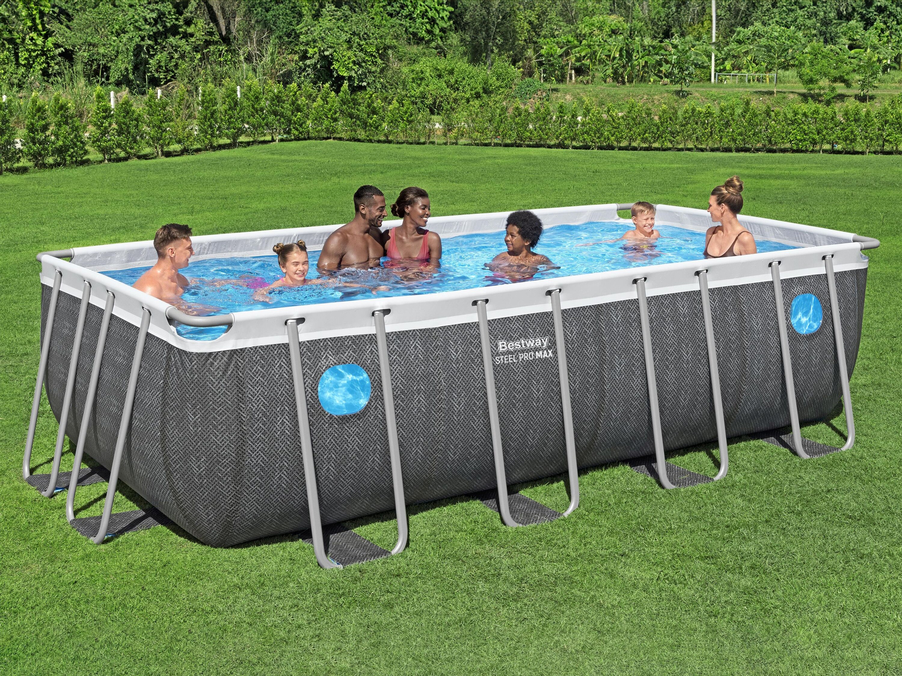 Bestway Pool Komplett-Set Splashview Rattan-Optik 488 x 244 x 122 cm