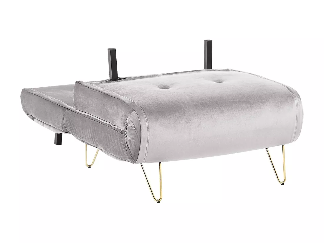 Banquette convertible 1 place en velours gris VESTFOLD