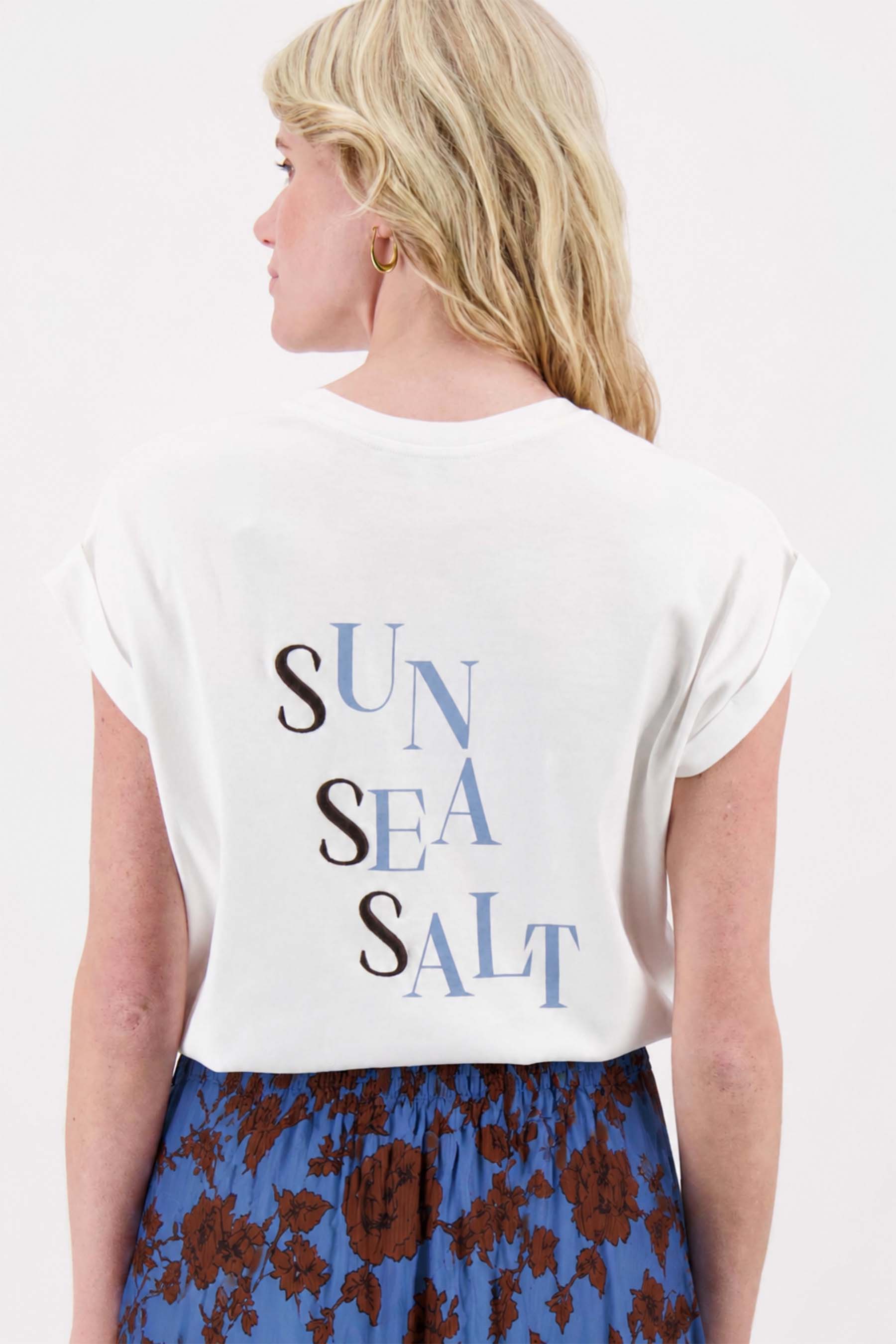 T-shirt met opgerolde mouw sun sea salt