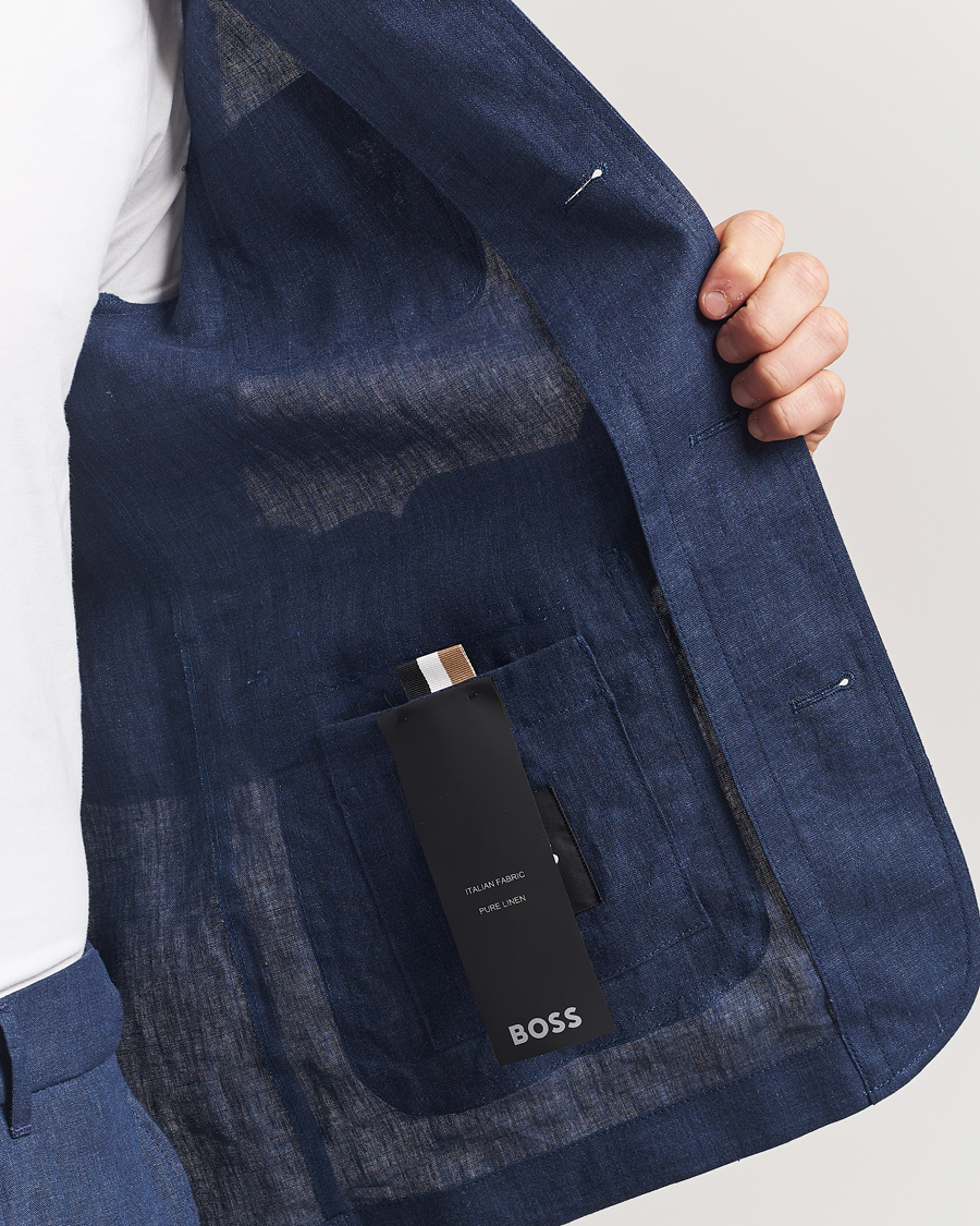 BOSS BLACK Carper Linen Shirt Jacket Dark Blue