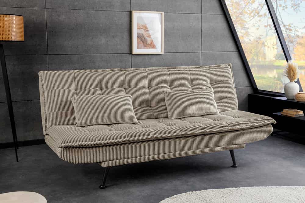 Modernes Schlafsofa JAZZ 190cm greige Cord 3-Sitzer Couch