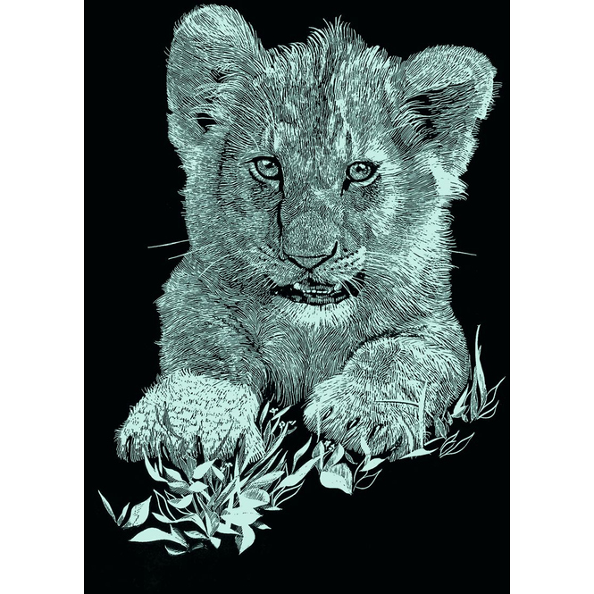 6 Kratzbilder mit Dauerkalender - silber - Mammut
