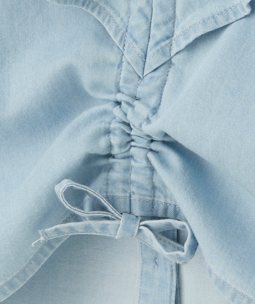 blouse sans manches fille en denim low impact avec volants