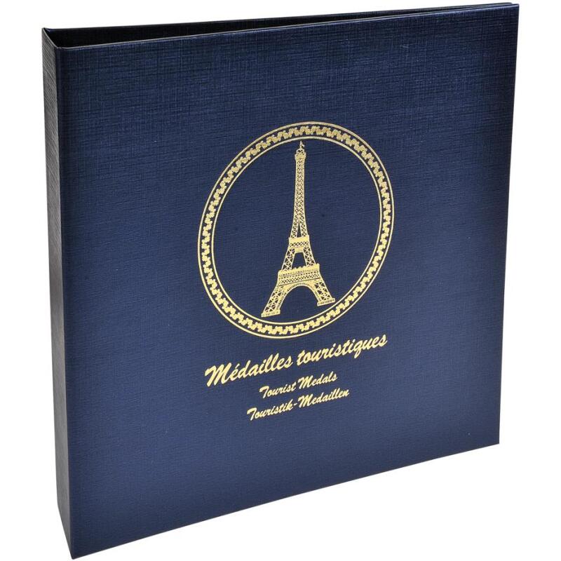 Classeur de collection pour 100 médailles souvenirs - 24,5x25 cm - Bleu marine