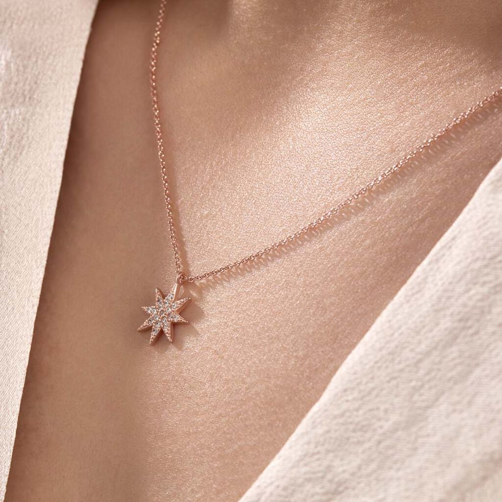 Collier Sarida Argent Rose Oxyde De Zirconium