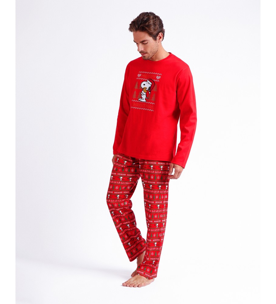 Pijama de manga comprida vermelho de Natal da Admas