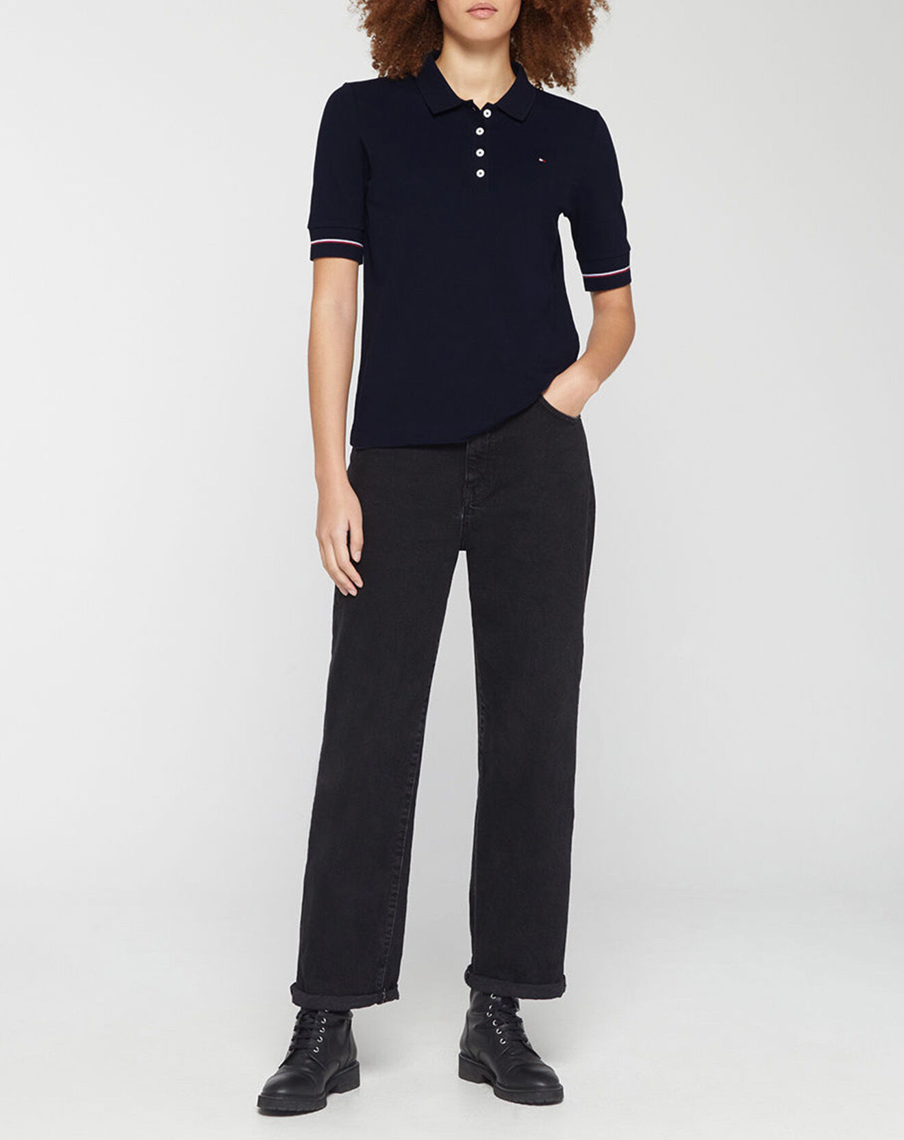 Tommy Hilfiger Polo Regular Global Stripe bleu marine