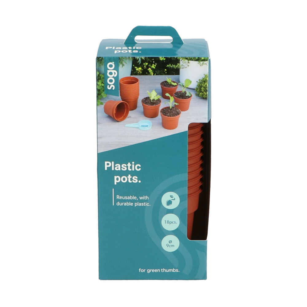SOGO Plastic Potje Terra Kleur 9 cm18 stuks