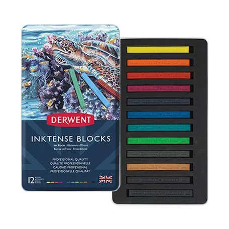 Derwent Inktense Blocks - med 12 stk. i tinæske