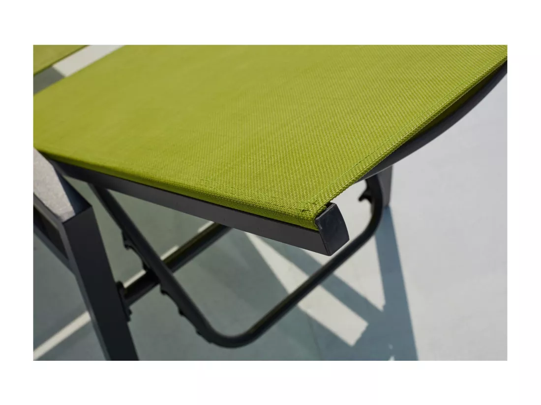 Lot de 2 transats de jardin gris/vert BARI