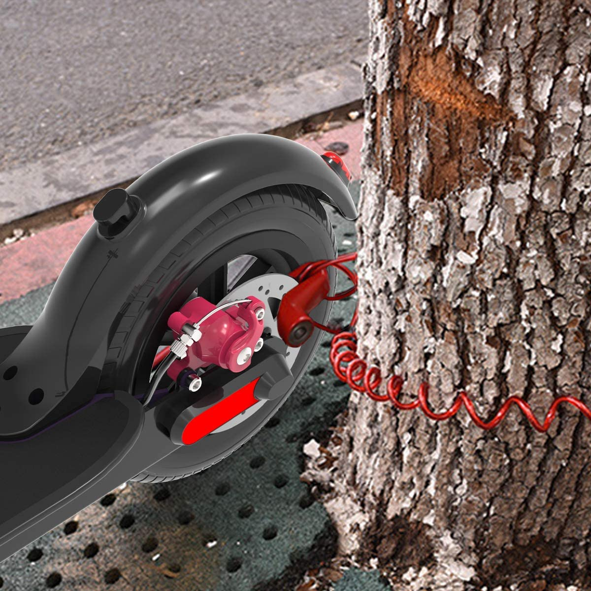 Fahrradschloss Velo Anti-Diebstahl Motorrad Scheibenbremsen Sicherung   2 Schlüssel - Schwarz / Rot