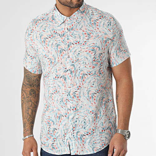 Chemise Manches Courtes Bleu Ciel Blanc