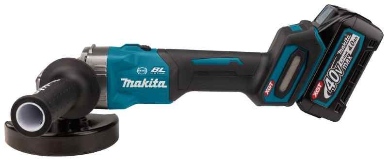 Makita GA005GM201 40V Max Haakse slijper 125 mm (2x 4,0 Ah accu,1 snellader, in mbo,x met vastzetschakelaar