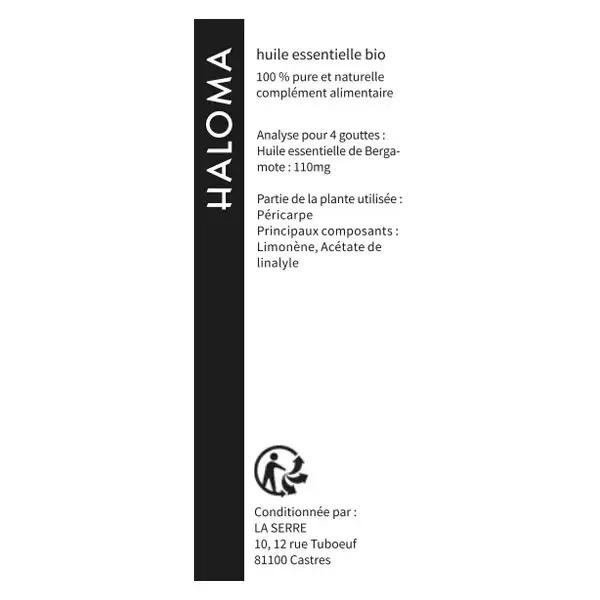 Óleo Essencial de Bergamota Orgânica Haloma 10ml