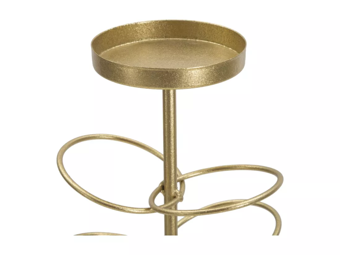 Support de Bougie Élégant en Métal Doré avec Base en Marbre - Porte-bougie Rings 14x13x46 cm, Design Géométrique Chic et Moderne