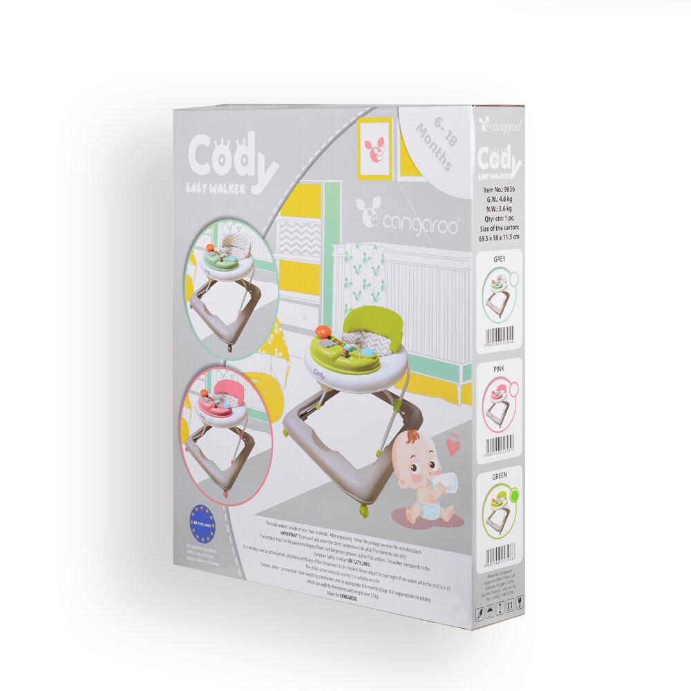 Cangaroo Lauflernhilfe Cody höhenverstellbar Musikfunktion Spielcenter Stopper grau