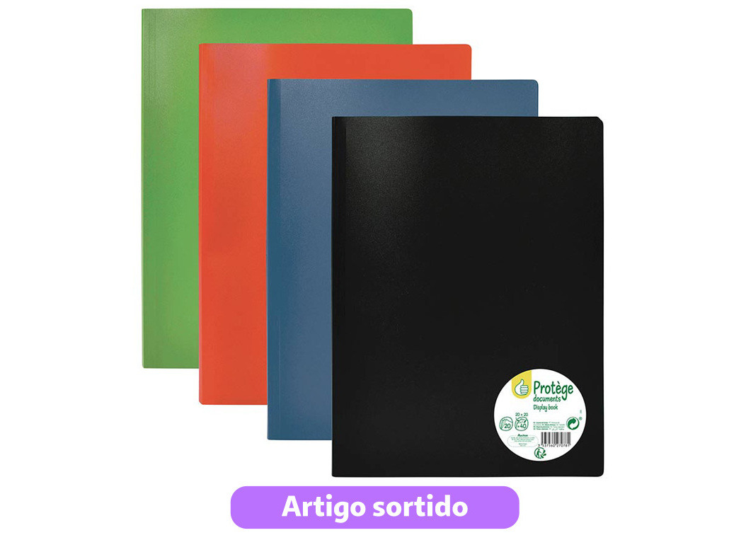 PORTFOLIO A4 POLEGAR 20 BOLSAS CORES SORTIDAS