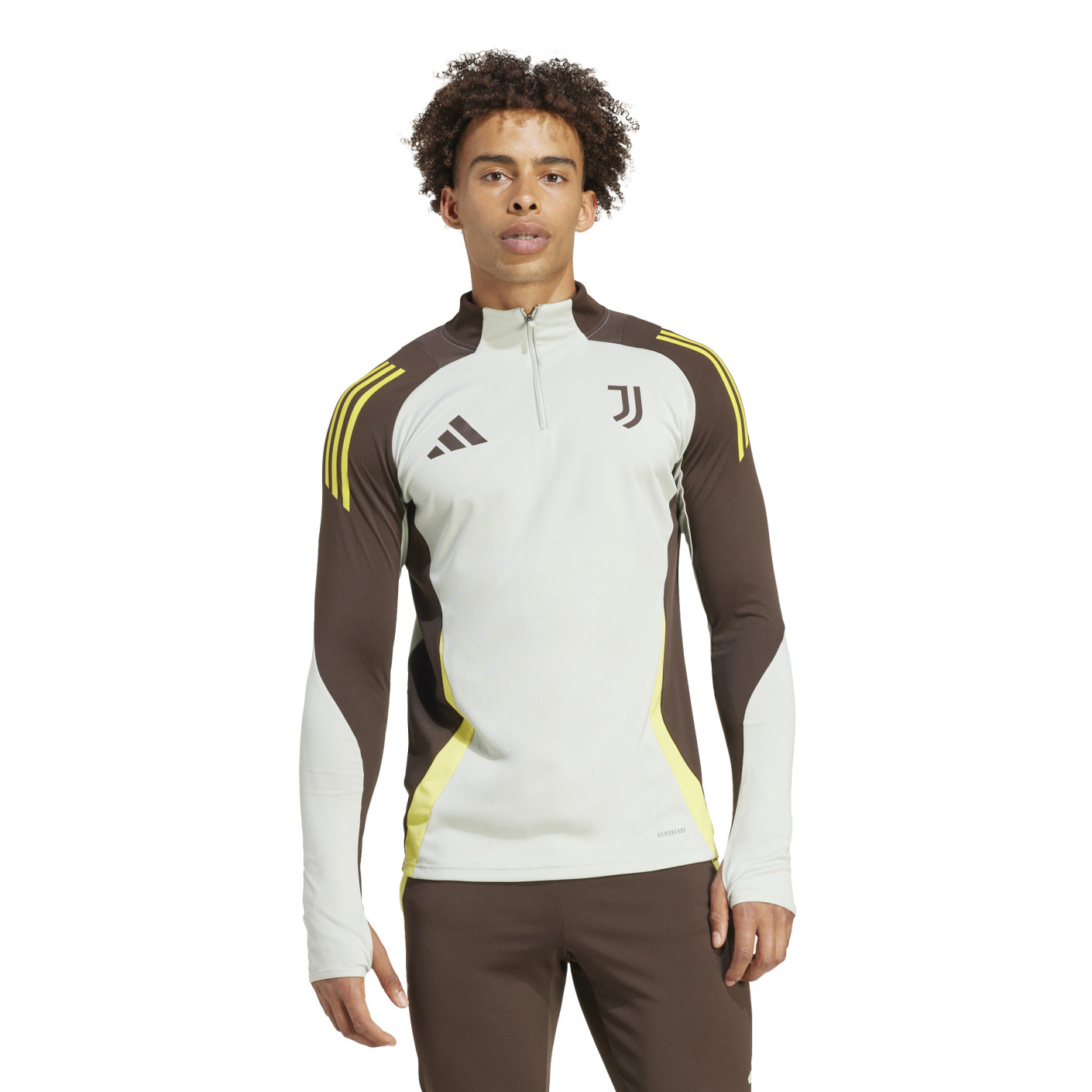 Adidas Juventus Trainingstrui 1/4-Zip Europees 2024-2025 Grijs Bruin Geel