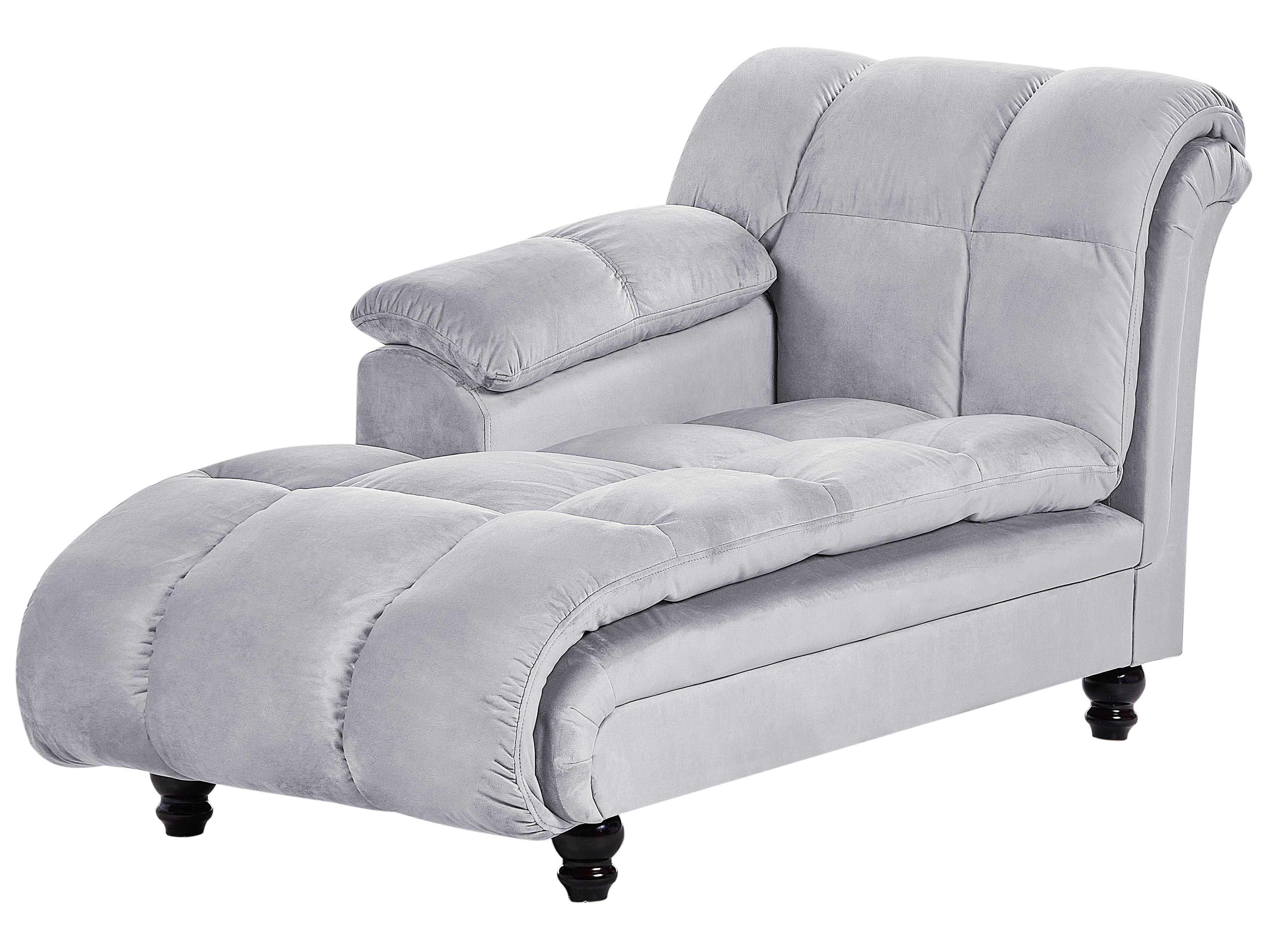 Rechtszijdige chaise longue LORMONT Fluweel Lichtgrijs