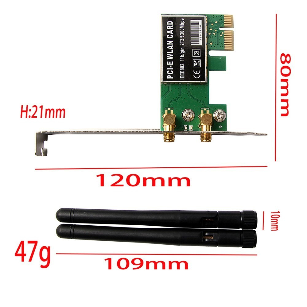 (1200Mbit/s) 5.8Ghz / 2.4Ghz Dualband PCIe x1 WiFi Wireless Netzwerkkarte für PC / Computer Adapter - Schwarz