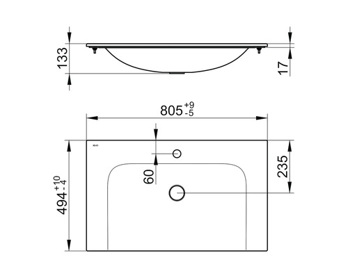 KEUCO wastafelmeubel X-Line 80,5 x 49,4 cm wit glanzend 33160318001