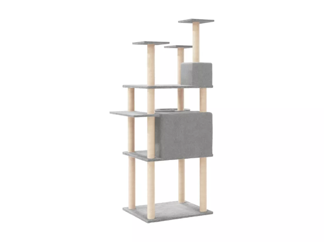 Arbre à chat avec griffoirs en sisal Gris clair 166 cm