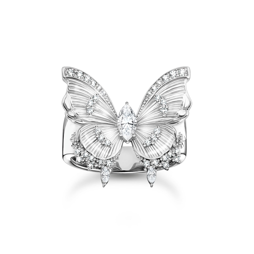 Thomas Sabo Blooming Skies Cocktailring Schmetterling Butterfly Paradise mit Steinen Silber